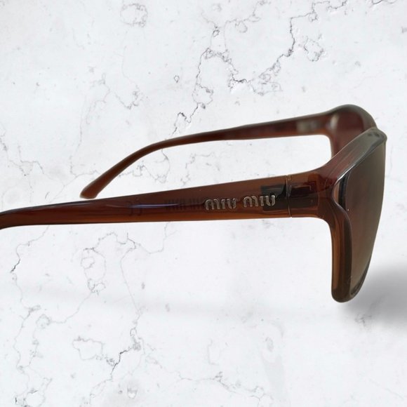 Authentic MIU MIU SMU07L Brown Gradient Cateye Sunglasses - Picture 3 of 6
